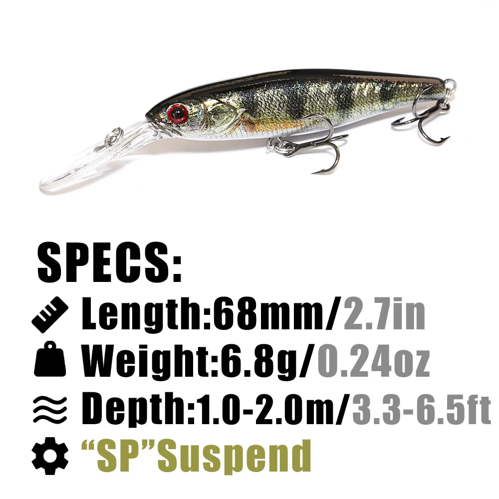 B&U  68mm 3D Printing Shad Sus - Fishing Lure Jerkbait review and price
