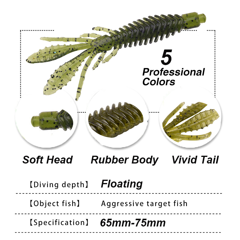 WESTBASS 5PCS Soft Larva Baits - Fishing Lure Swimbait review and price